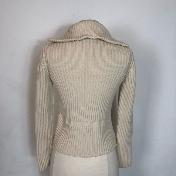 !!SOLD!! Vintage PRADA cream 100% Wool full zip, ribbed cardigan sweater Small - Picture 6 of 13